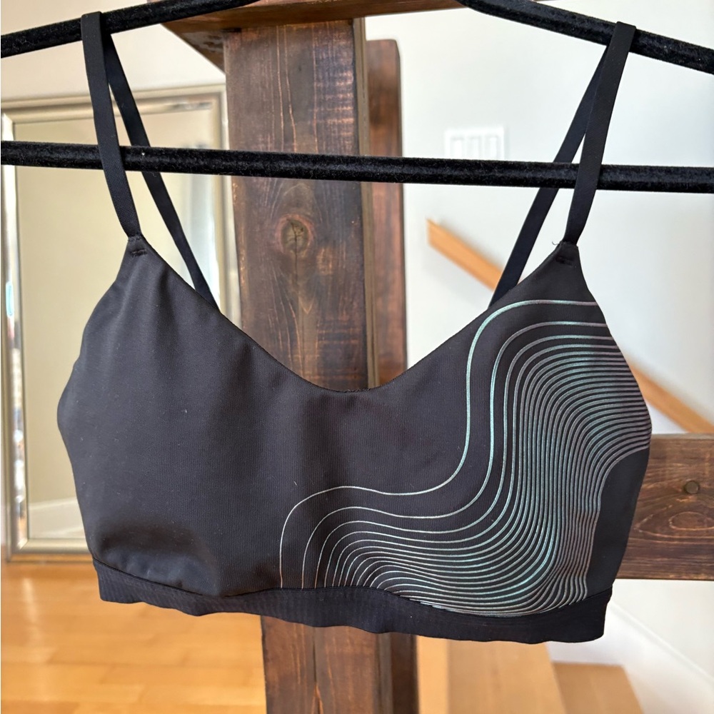 Black Strappy Bralette with Wave Design